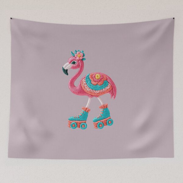 Item preview, Retro Flamingo Roller Skate Patch designed and sold by MegaNovaArt.