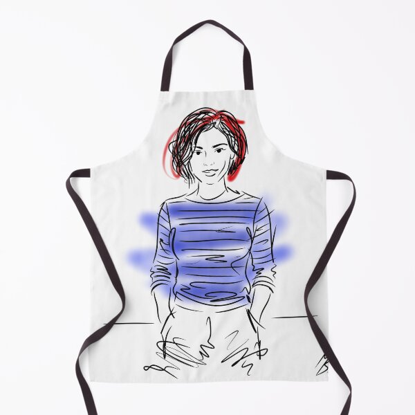 Item preview, Line Art Girl Blue Red Color Splash White designed and sold by MirkoArtS.