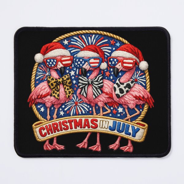 Item preview, Christmas in July Flamingo squad 4th of July Pink Flamingo Santa Summer Christmas designed and sold by Youngkev-arts.
