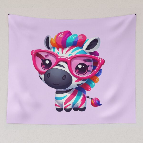 Item preview, Cute Colorful Zebra With Pink Glasses designed and sold by SweetLilith.