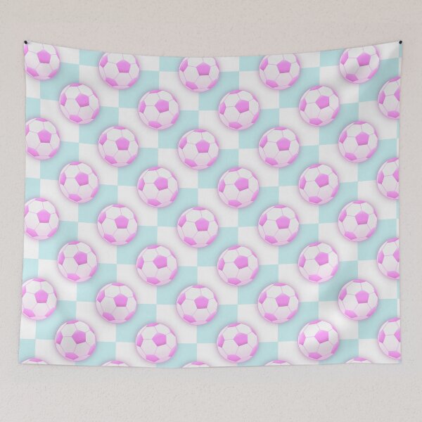 Item preview, Pink and Blue Soccer Ball Checkered Pattern designed and sold by Julie Erin Designs.