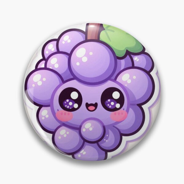 Item preview, Kawaii Grape Sticker | Chibi Purple Grape Bunch with Happy Face designed and sold by PastelPawsArt.