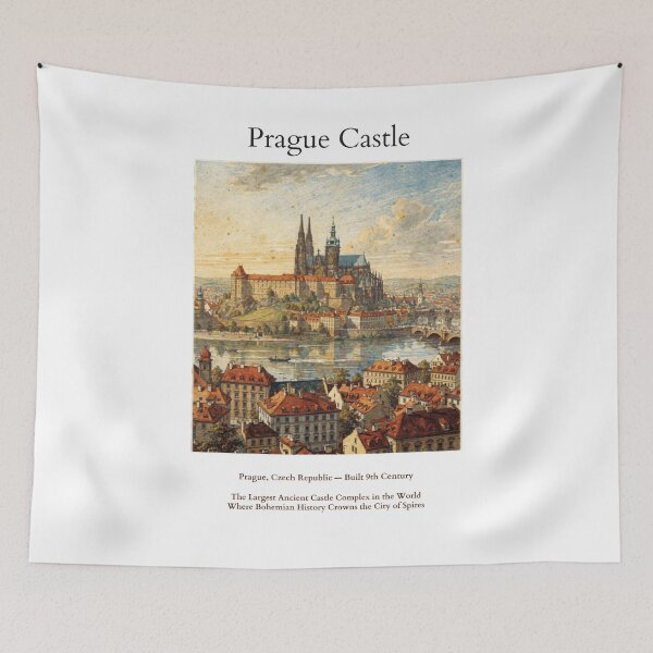 Item preview, Prague Castle Vintage Watercolor Art Print | Gothic Bohemian Fortress | Czech Republic Wall Decor designed and sold by Panom Suavichien.