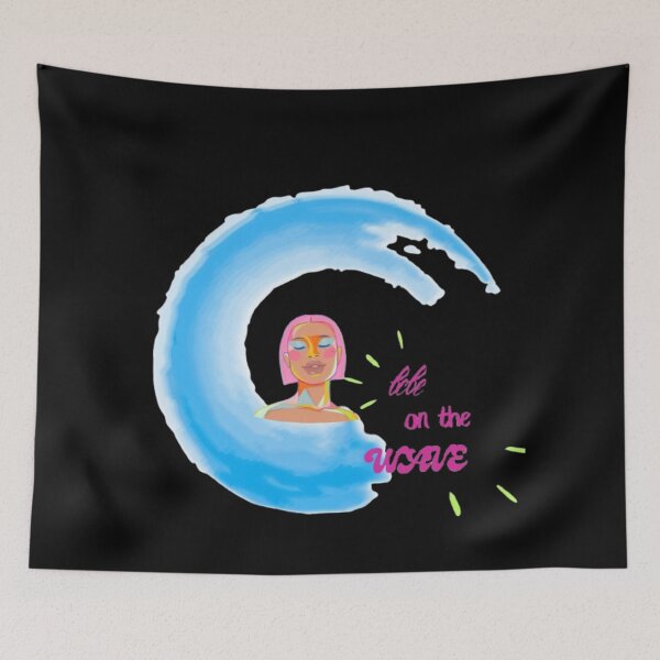 Item preview, Babe on the Wave Retro Aesthetic Neon Wave and Pink Hair Girl Art designed and sold by M1144.