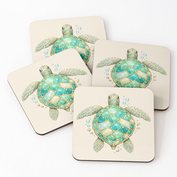 Item preview, Sea Glass Mosaic Turtle Coastal Ocean Art Tee designed and sold by POD DYNASTY.