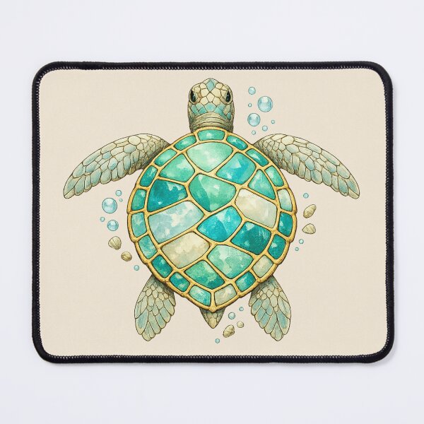 Item preview, Sea Glass Mosaic Turtle Coastal Ocean Art Tee designed and sold by POD DYNASTY.