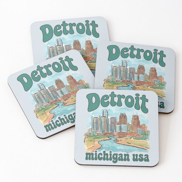 Item preview, Detroit Michigan Cute Skyline Retro Cityscape  designed and sold by MadeBySidney.