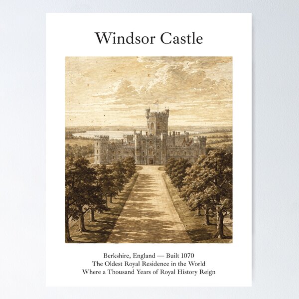Item preview, Windsor Castle Vintage Watercolor Art Print | English Royal Fortress | Berkshire England Wall Decor designed and sold by Panom Suavichien.