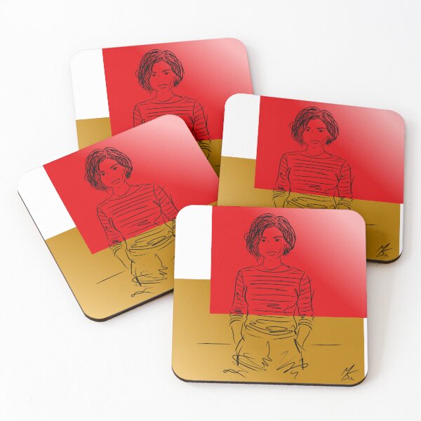 Item preview, Line Art Girl Red Gold Geometric Background designed and sold by MirkoArtS.