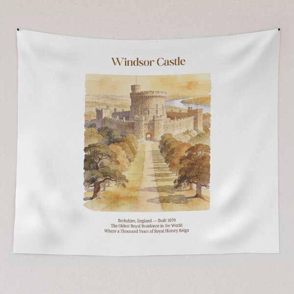 Item preview, Windsor Castle Vintage Watercolor Art Print | English Royal Fortress | Berkshire England Wall Decor designed and sold by Panom Suavichien.