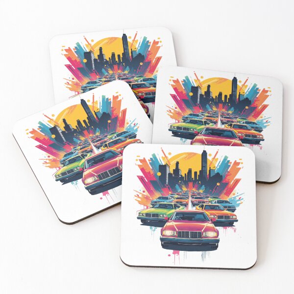 Item preview, Retro City Cruisers | Vintage Cars & Urban Skyline Pop Art Design designed and sold by Vvmd.