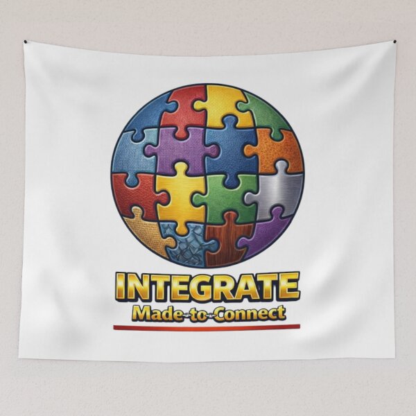 Item preview, Integrate – Made to Connect | Colorful Puzzle Globe Symbol of Unity, Inclusion & Teamwork designed and sold by Be-You-Vibes.