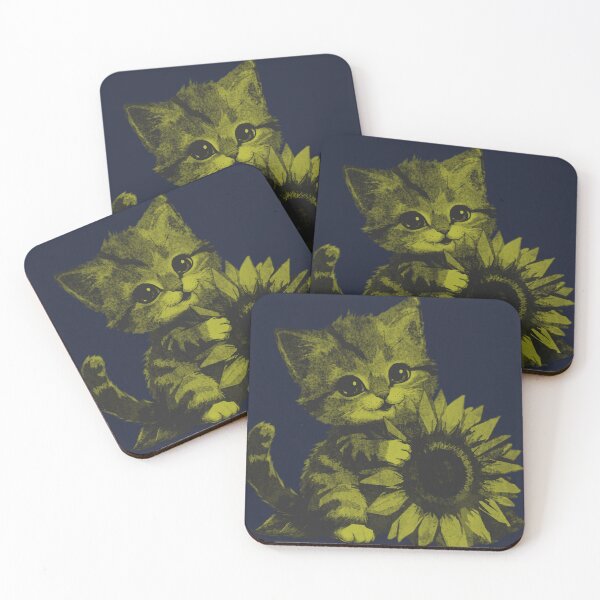 Item preview, Kitten Hugging Sunflower designed and sold by kinpirks.