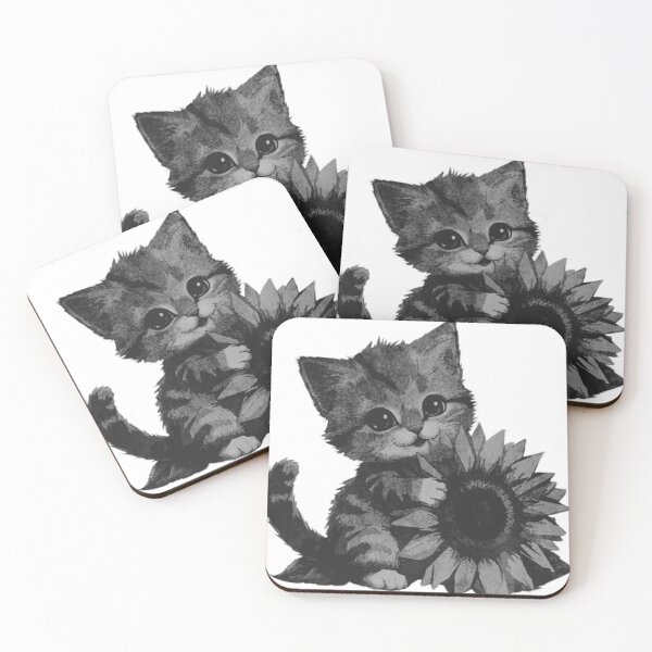 Item preview, Kitten Hugging Sunflower designed and sold by kinpirks.