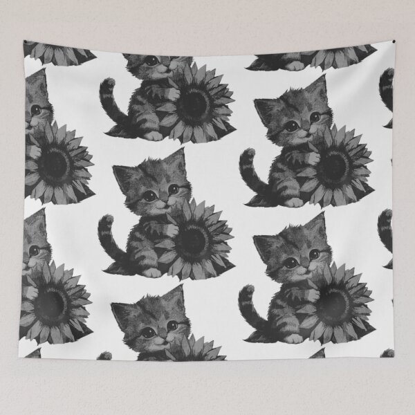 Item preview, Kitten Hugging Sunflower designed and sold by kinpirks.