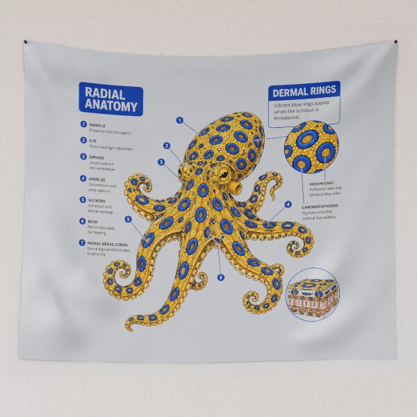 Item preview, Schematic Anatomy of a Blue-Ringed Octopus designed and sold by MarVan-Prints.