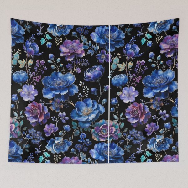 Item preview, Blue Floral Seamless Pattern, Elegant Midnight Botanical Design, Luxury Sapphire Flower Print, Dark Cottagecore Floral Background, Digital Paper designed and sold by GalleryPeak.