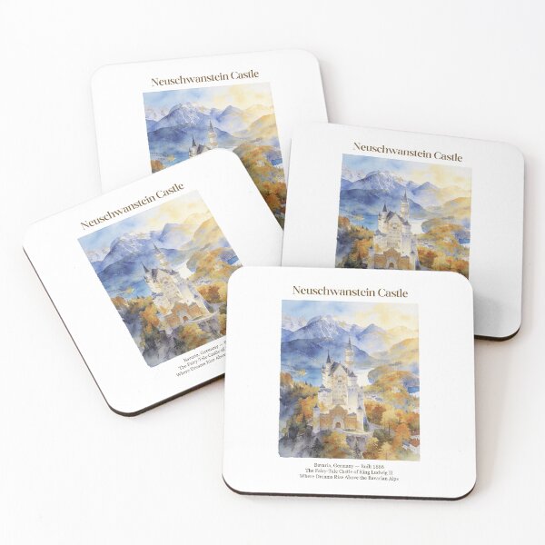 Item preview, Neuschwanstein Castle Vintage Watercolor Art Print | Bavarian Fairy-Tale Castle | Bavaria Germany Wall Decor designed and sold by Panom Suavichien.