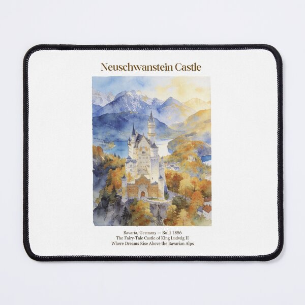 Item preview, Neuschwanstein Castle Vintage Watercolor Art Print | Bavarian Fairy-Tale Castle | Bavaria Germany Wall Decor designed and sold by Panom Suavichien.