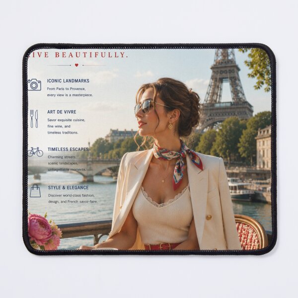 Item preview, France Travel Poster – Paris Café Romance & Eiffel Tower Elegant Wall Art designed and sold by Inkora-Art.