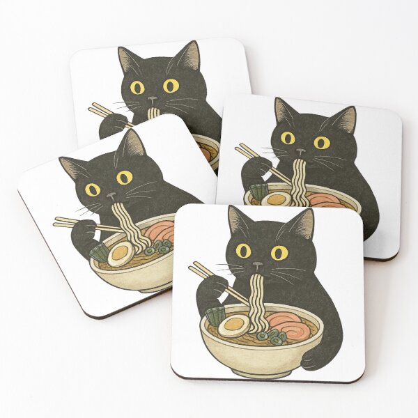 Item preview, Cute Black Cat Eating Ramen | Kawaii Cat Lover Anime Food Graphic designed and sold by thenostalgicsketchbook.