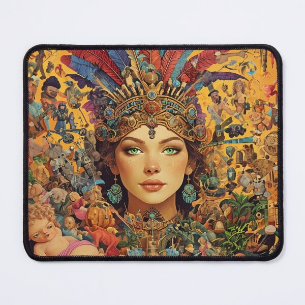 Item preview, Eclectic Fantasy Portrait with Feathered Headdress and Collage designed and sold by maplesoulkiller.