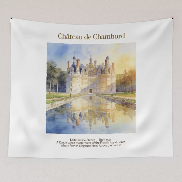 Item preview, Château de Chambord Vintage Watercolor Art Print | French Renaissance Castle | Loire Valley France Wall Decor designed and sold by Panom Suavichien.