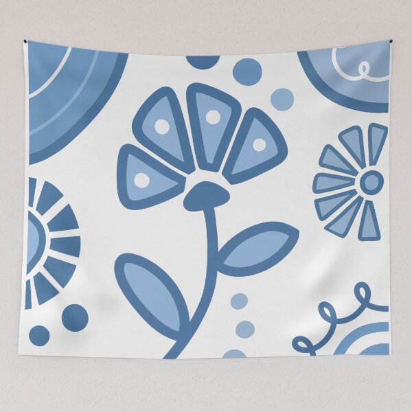 Item preview, Blue And White Flower Boho Design designed and sold by Sartoris Art.