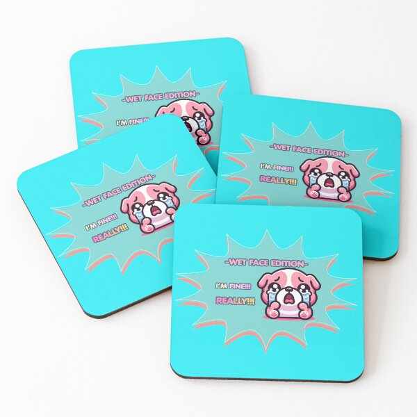 Item preview, -Wet Face Edition- Crying Pink Bulldog Mood, "I'm Fine! Really!!" designed and sold by Feliciano3.