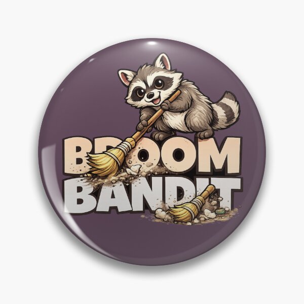 Item preview, Broom Bandit Raccoon – Funny Trash Panda Cleaning Crew Cartoon designed and sold by HOUSE OF TIST.