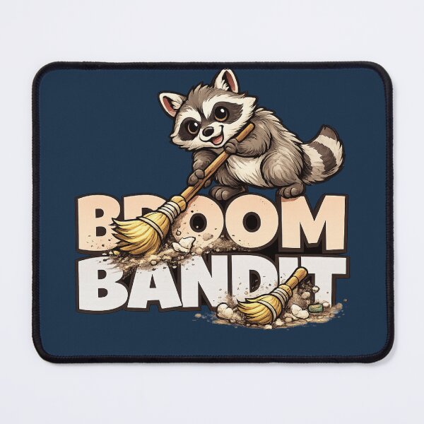 Item preview, Broom Bandit Raccoon – Funny Trash Panda Cleaning Crew Cartoon designed and sold by HOUSE OF TIST.