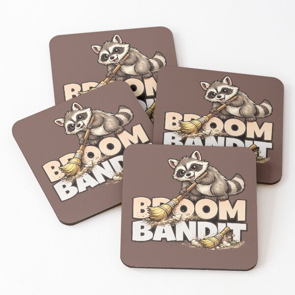 Item preview, Broom Bandit Raccoon – Funny Trash Panda Cleaning Crew Cartoon designed and sold by HOUSE OF TIST.