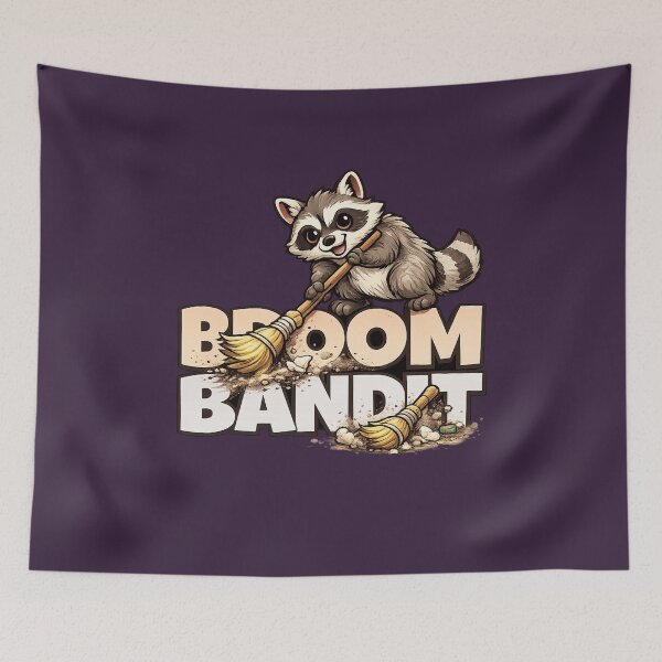 Item preview, Broom Bandit Raccoon – Funny Trash Panda Cleaning Crew Cartoon designed and sold by HOUSE OF TIST.