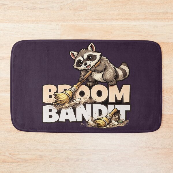 Item preview, Broom Bandit Raccoon – Funny Trash Panda Cleaning Crew Cartoon designed and sold by HOUSE OF TIST.