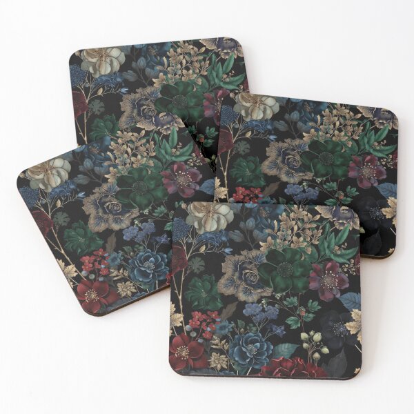 Item preview, Luxury Dark Botanical Floral Pattern, Emerald Blue Burgundy Flowers, Elegant Midnight Garden Design, Premium Vintage Floral Seamless Print designed and sold by GalleryPeak.