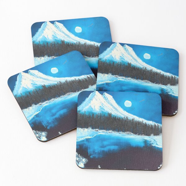 Item preview, Night mountain lake with snowy bushes. designed and sold by BP-Brushworks.