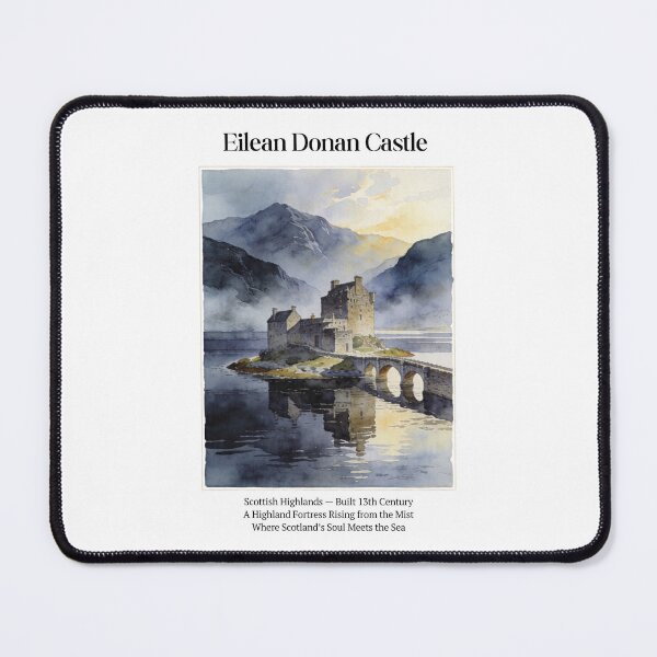 Item preview, Eilean Donan Castle Vintage Watercolor Art Print | Scottish Highland Fortress | Loch Duich Scotland Wall Decor designed and sold by Panom Suavichien.