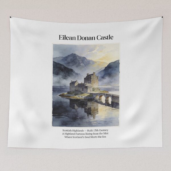 Item preview, Eilean Donan Castle Vintage Watercolor Art Print | Scottish Highland Fortress | Loch Duich Scotland Wall Decor designed and sold by Panom Suavichien.