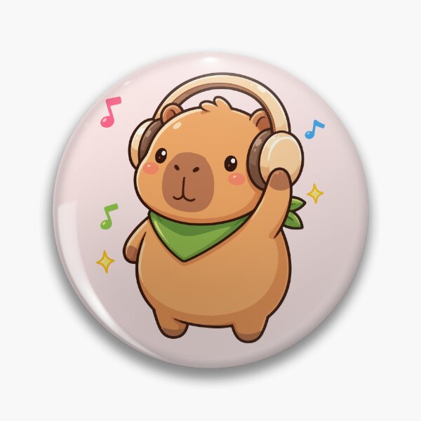Item preview, Cute Capybara Listening to Music - Kawaii Capybara designed and sold by ChosmahDrawing.