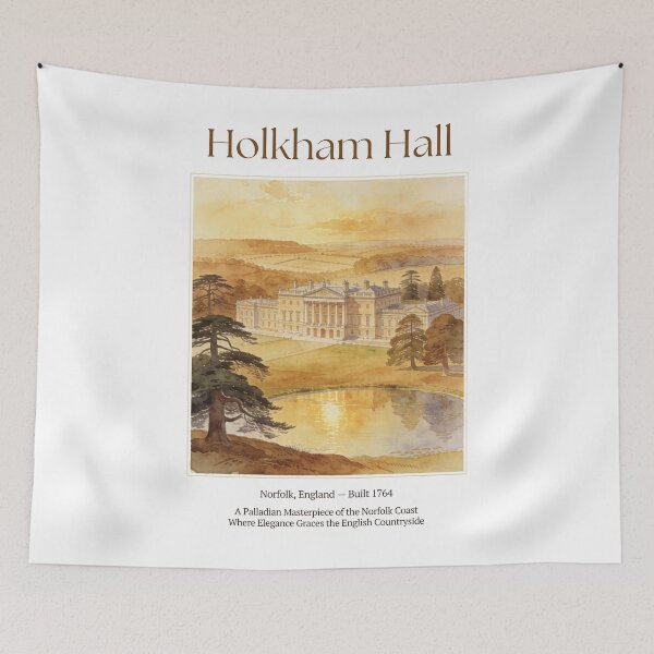 Item preview, Holkham Hall Vintage Watercolor Art Print | Palladian English Manor | Norfolk England Wall Decor designed and sold by Panom Suavichien.