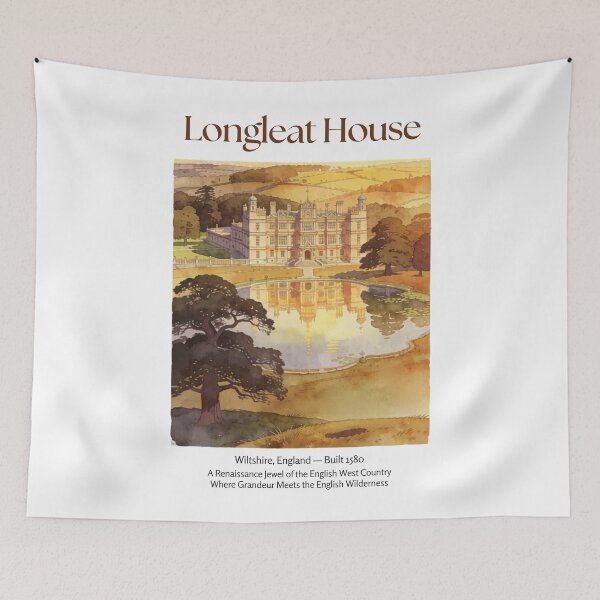 Item preview, Longleat House Vintage Watercolor Art Print | Elizabethan English Manor | Wiltshire England Wall Decor designed and sold by Panom Suavichien.