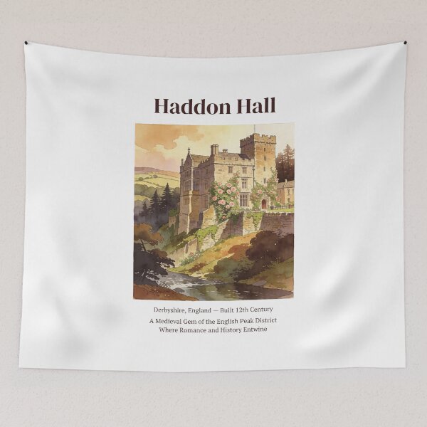 Item preview, Haddon Hall Vintage Watercolor Art Print | Medieval English Manor | Peak District Derbyshire Wall Decor designed and sold by Panom Suavichien.
