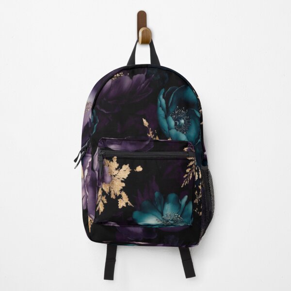 Item preview, Amethyst Midnight Floral Pattern, Luxury Purple & Teal Botanical Design, Dark Elegant Flower Print, Gold Accent Floral Background, Seamless Pattern designed and sold by GalleryPeak.