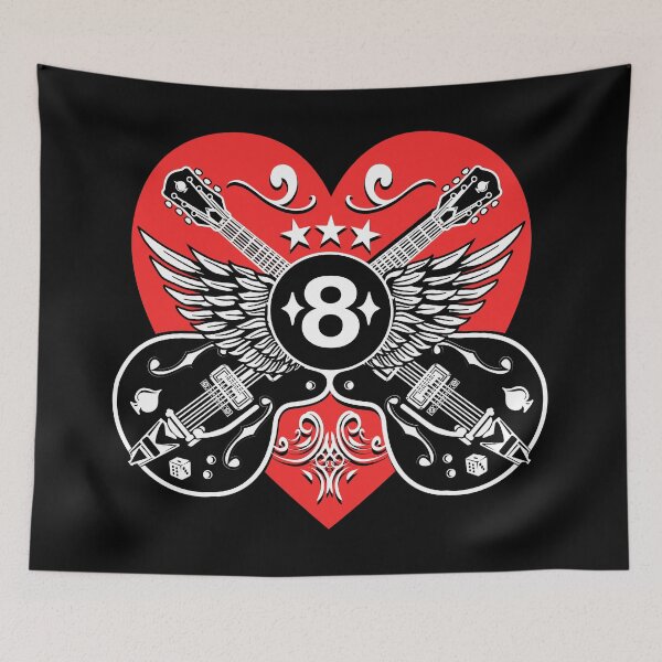 Item preview, Red Heart Rock and Roll Music Rockabilly Guitars Wings designed and sold by MemphisCenter.