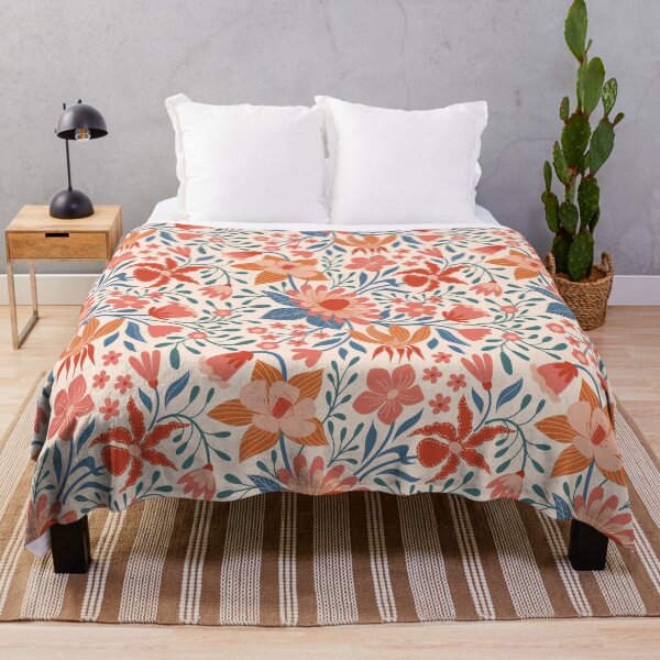 Item preview, Coral & Teal Garden Blooms on Soft Beige Design designed and sold by Kozee.