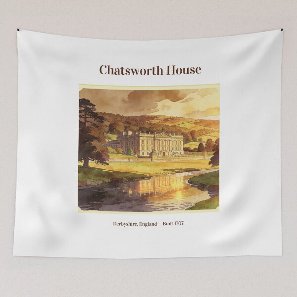 Item preview, Chatsworth House Vintage Watercolor Art Print | English Baroque Estate Pemberley | Derbyshire England Wall Decor designed and sold by Panom Suavichien.