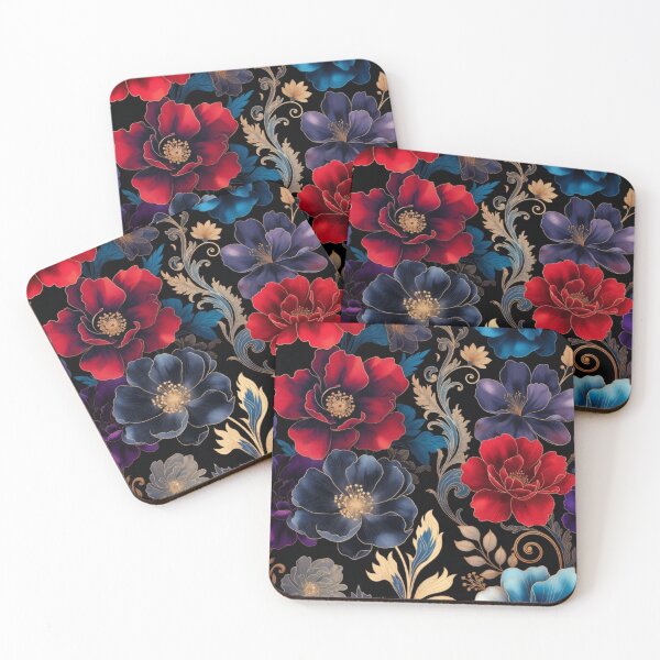 Item preview, Royal Sapphire & Ruby Floral Pattern, Luxury Red Blue Botanical Design, Elegant Midnight Garden Print, Premium Seamless Floral Background designed and sold by GalleryPeak.