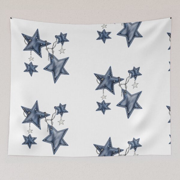 Item preview, Blue Denim Stars Textured Western Aesthetic Pattern designed and sold by tarzbol.