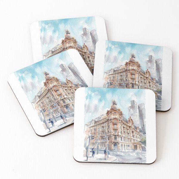 Item preview, Frankfurt am Main Cityscape – Watercolor Urban Architecture designed and sold by caracatita75.