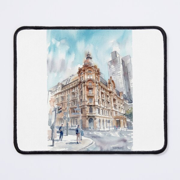 Item preview, Frankfurt am Main Cityscape – Watercolor Urban Architecture designed and sold by caracatita75.